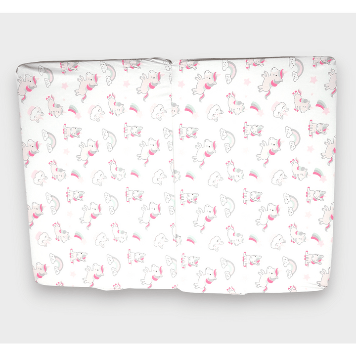 Saltea pliabilă pentru bebeluși Rainy 60x120 cm. Unicorn roz