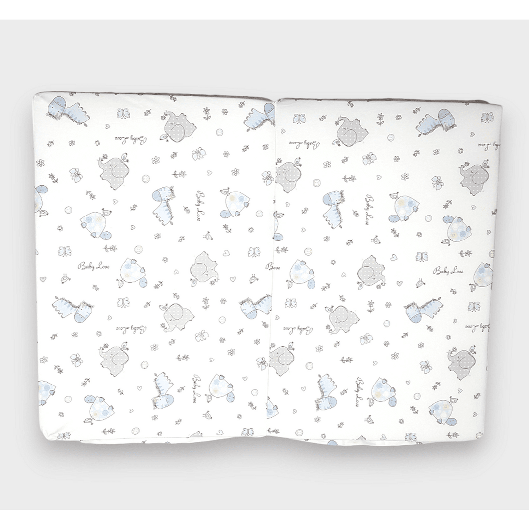 Rainy Saltea pliantă pentru bebeluși 60x120 cm. Zebre și elefanți albaștri