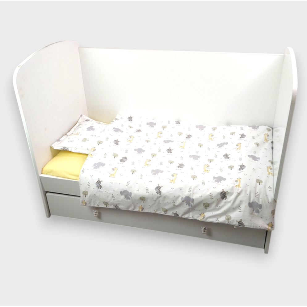 Rainy Set de lenjerie de pat pentru bebeluși 3 piese 60x120 cm. Girafă și zebră