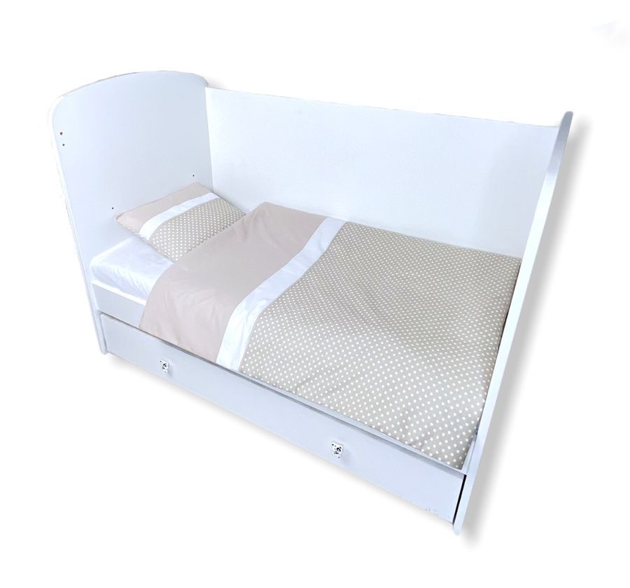 Set de lenjerie pentru pătuț Rainy, 3 piese, 60x120 cm, Dream, bej cu buline