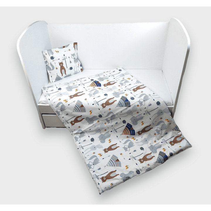 Set de lenjerie pentru pătuț Rainy, 3 piese, 60 x 120 cm, „Poveste indiană”