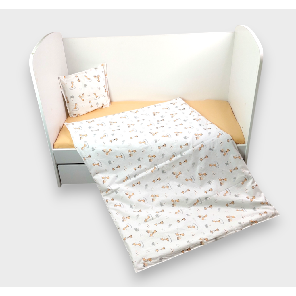 Rainy Set de lenjerie pentru pătuț, 3 piese, 60x120 cm. Girafa cu baloane