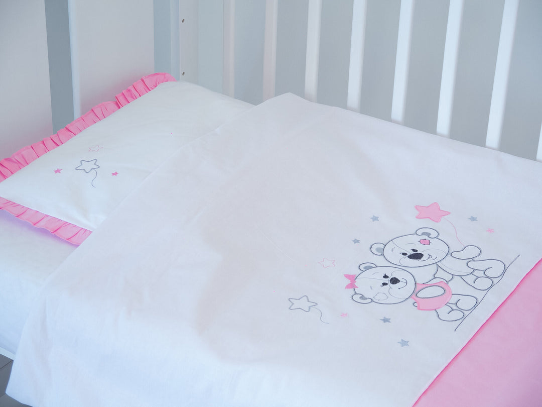 Rainy Set de lenjerie de pat pentru bebeluși 3 piese 65x110 cm. Vise stelate roz