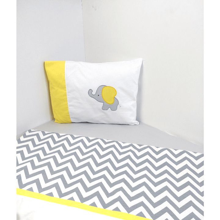 Set de lenjerie pentru pătuț Rainy, 3 piese, 70x140 cm, cu elefant și bufniță