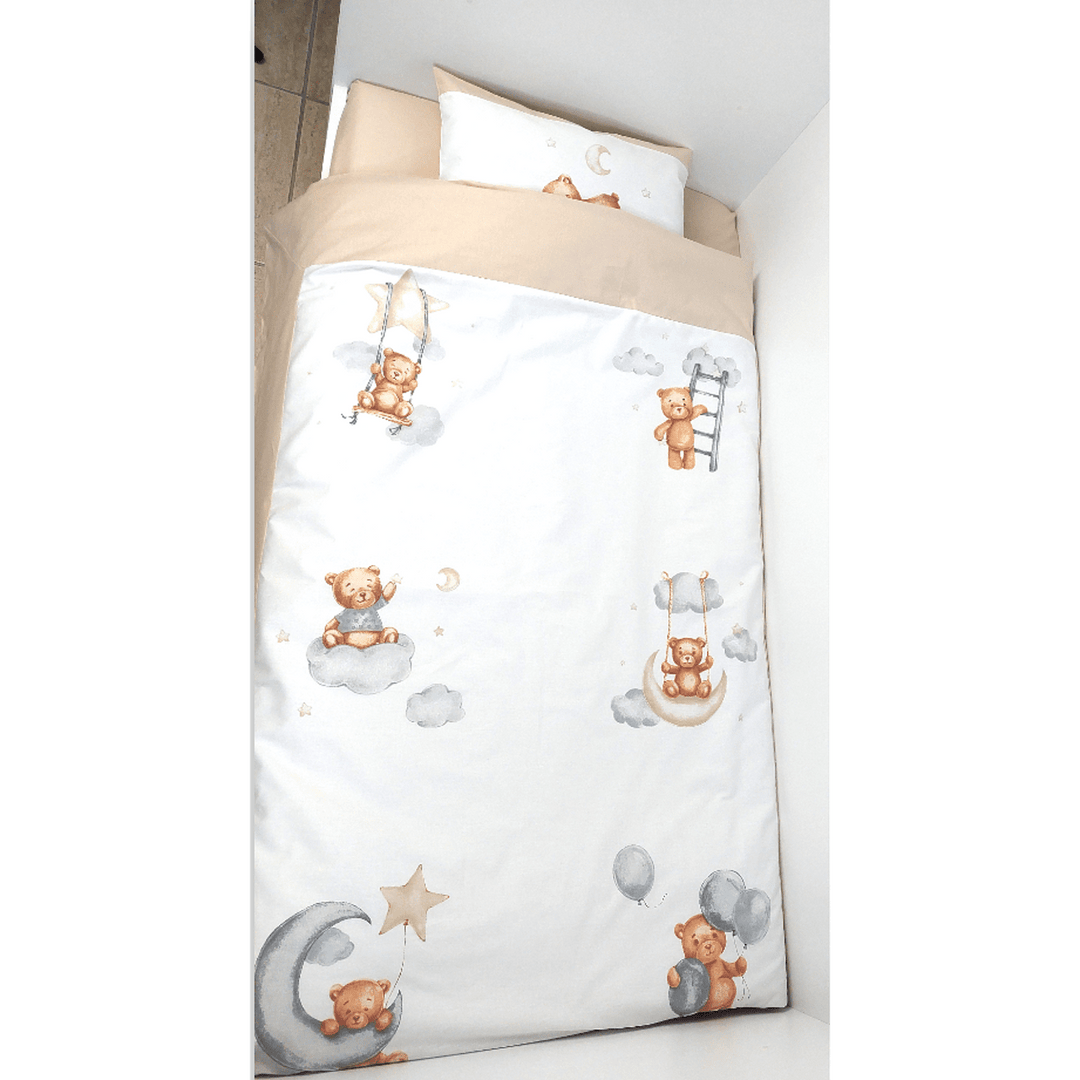 Rainy Set de lenjerie de pat pentru bebeluși 3 piese Baby Bear mărime unică bej