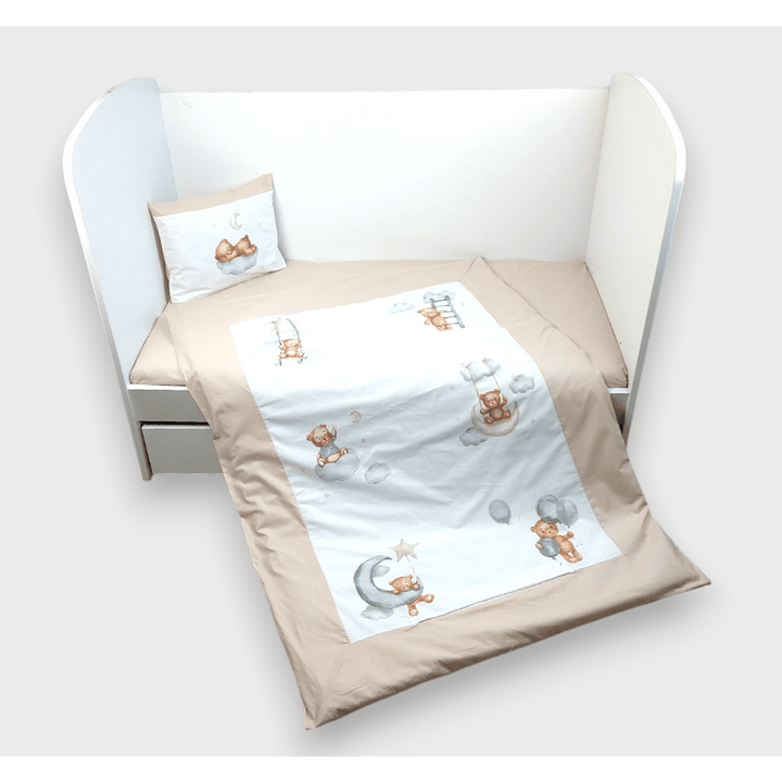 Rainy Set de lenjerie de pat pentru bebeluși 3 piese Baby Bear mărime unică bej