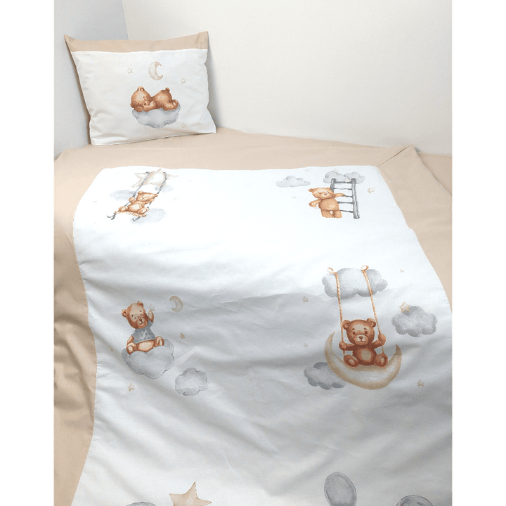 Rainy Set de lenjerie de pat pentru bebeluși 3 piese Baby Bear mărime unică bej