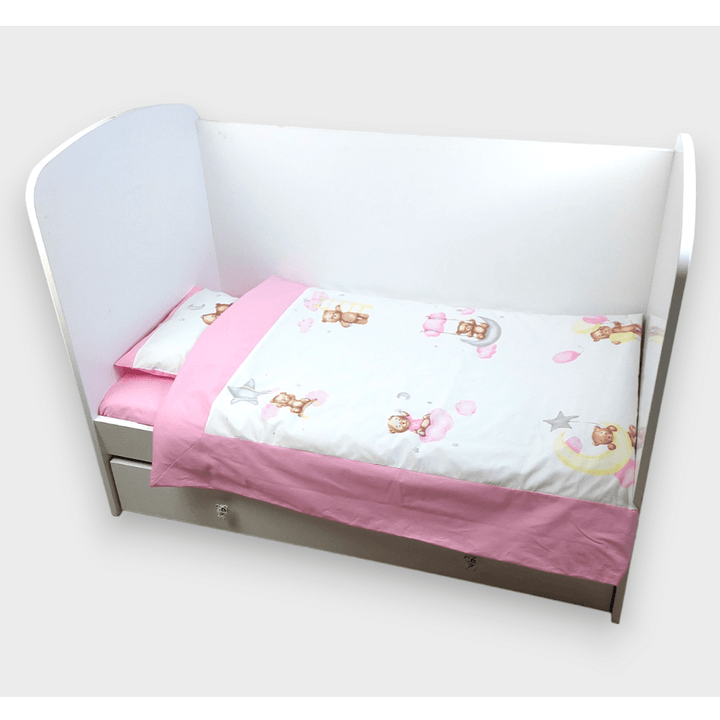 Rainy Set de lenjerie de pat pentru bebeluși 3 piese Baby Bear mărime universală roz