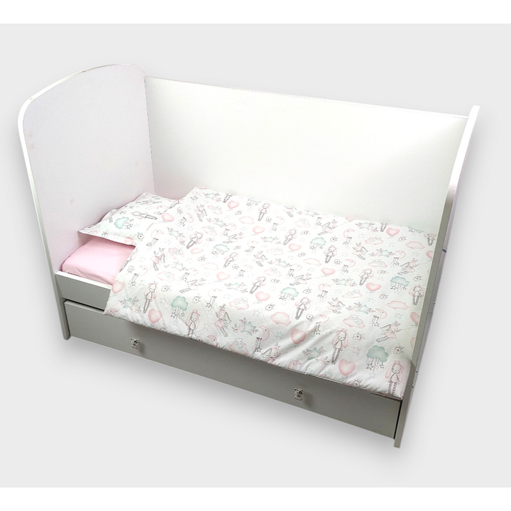 Rainy Set de lenjerie de pat pentru bebeluși 4 piese 60x120 cm. Balerină roz