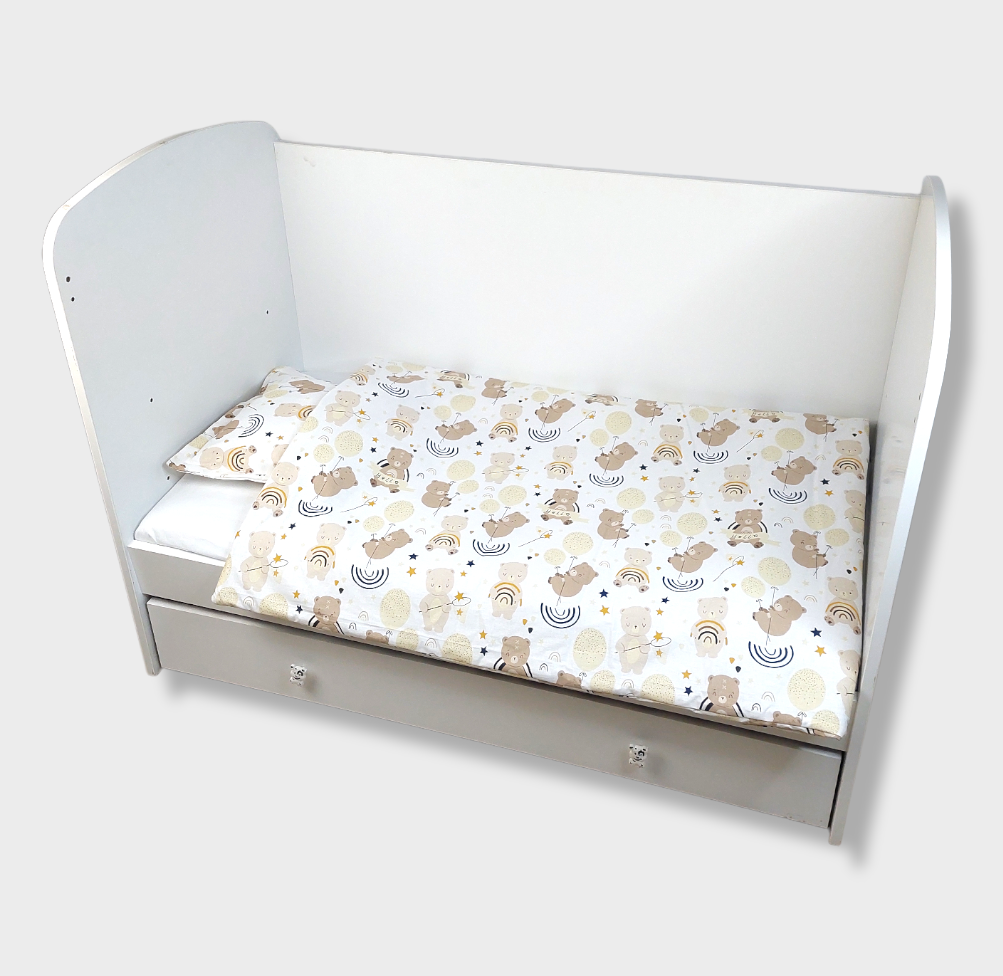 Rainy Set de pat pentru bebeluși 4 piese 70x140 cm. Ursuleț cu baloane