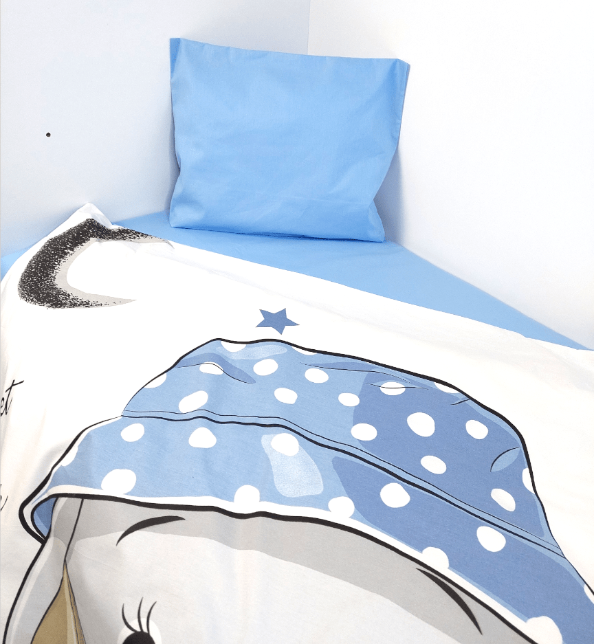 Set de lenjerie pentru pătuț Rainy, 5 piese, 70x140 cm, elefant albastru