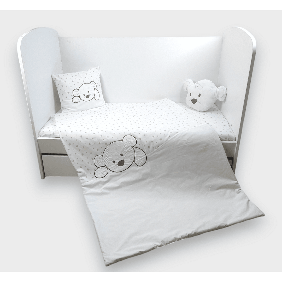 Rainy Set de lenjerie de pat pentru bebeluși 5 piese 60x120 cm. Ursuleț