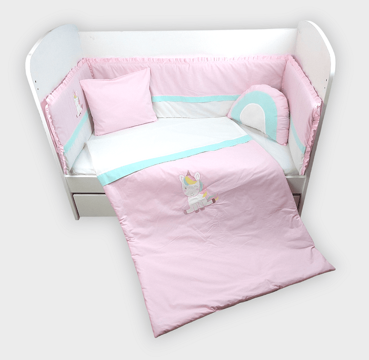 Set de lenjerie pentru pătuț Rainy, 6 piese, 60x120 cm, Unicorn