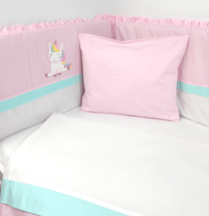 Set de lenjerie pentru pătuț Rainy, 6 piese, 60x120 cm, Unicorn