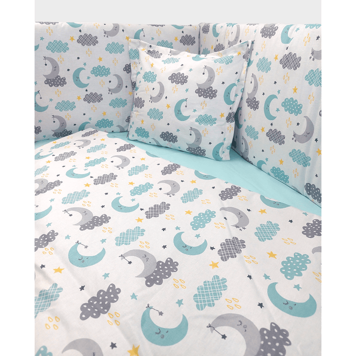 Set de lenjerie pentru pătuț Rainy, 5 piese, 70 x 140 cm, Norușori verzi