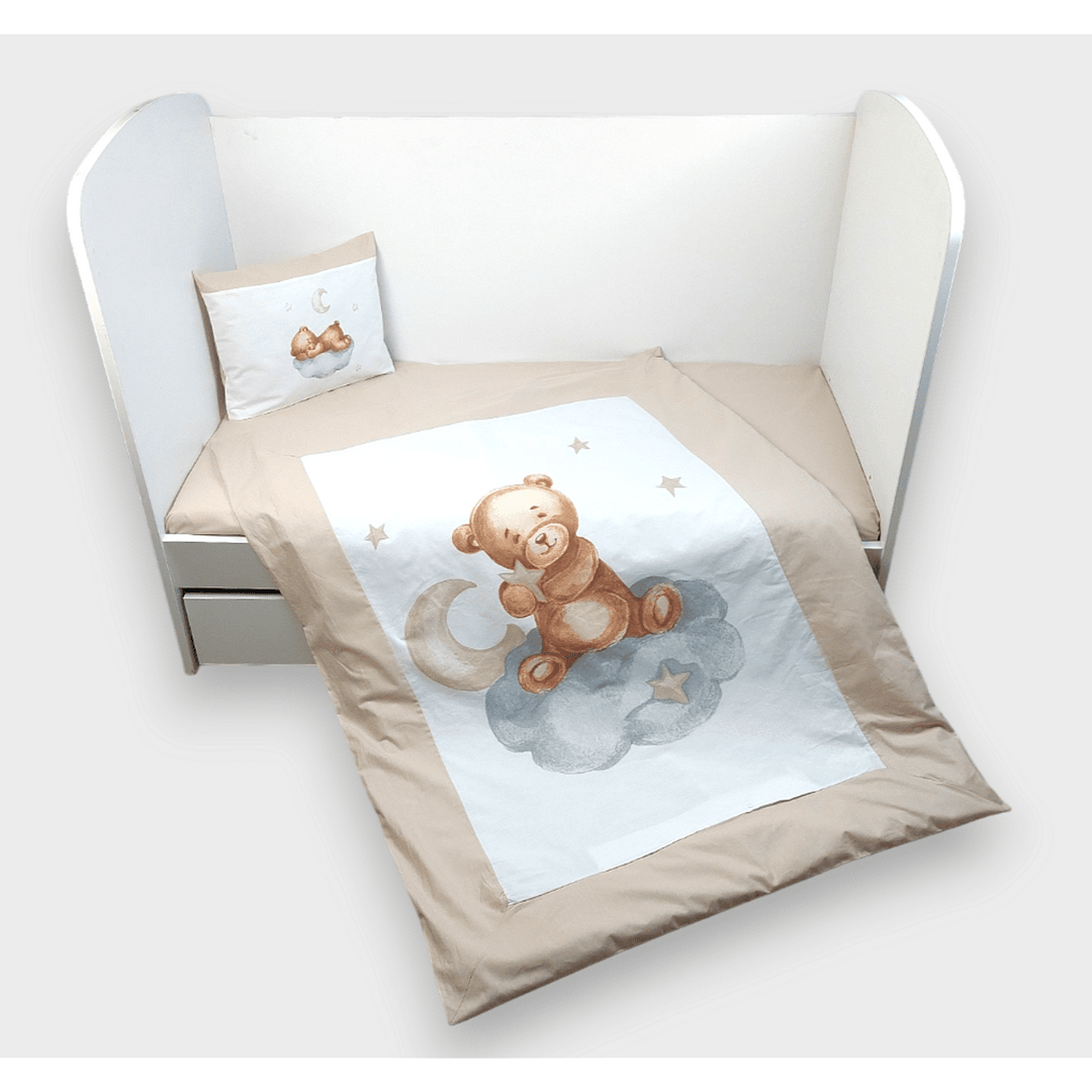 Rainy Set de lenjerie de pat pentru bebeluși 5 piese Baby Bear mărime universală bej