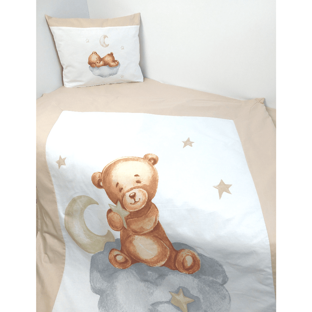 Rainy Set de lenjerie de pat pentru bebeluși 5 piese Baby Bear mărime universală bej
