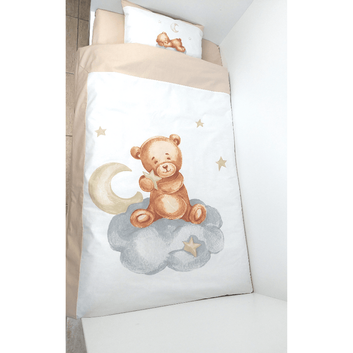 Rainy Set de lenjerie de pat pentru bebeluși 5 piese Baby Bear mărime universală bej