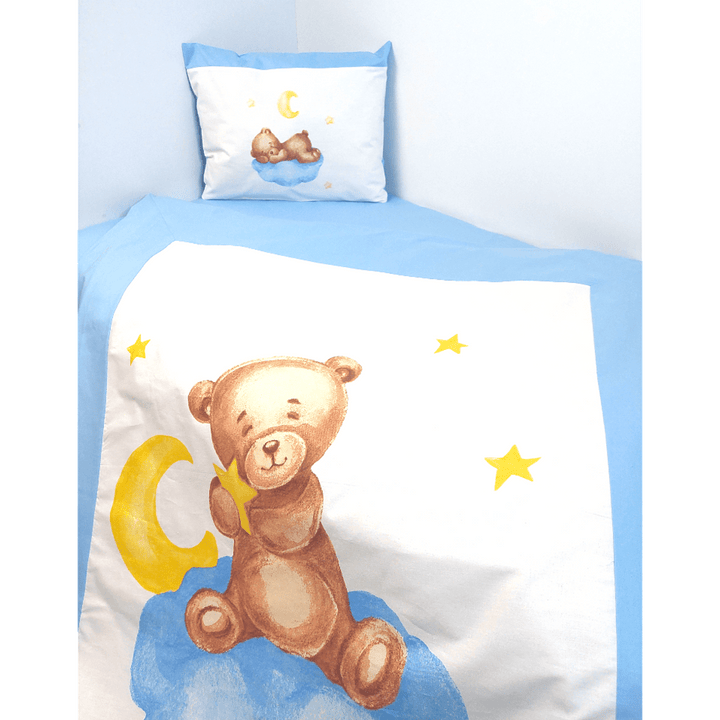 Set de lenjerie pentru pătuț Rainy, 5 piese, Baby Bear, mărime universală, albastru