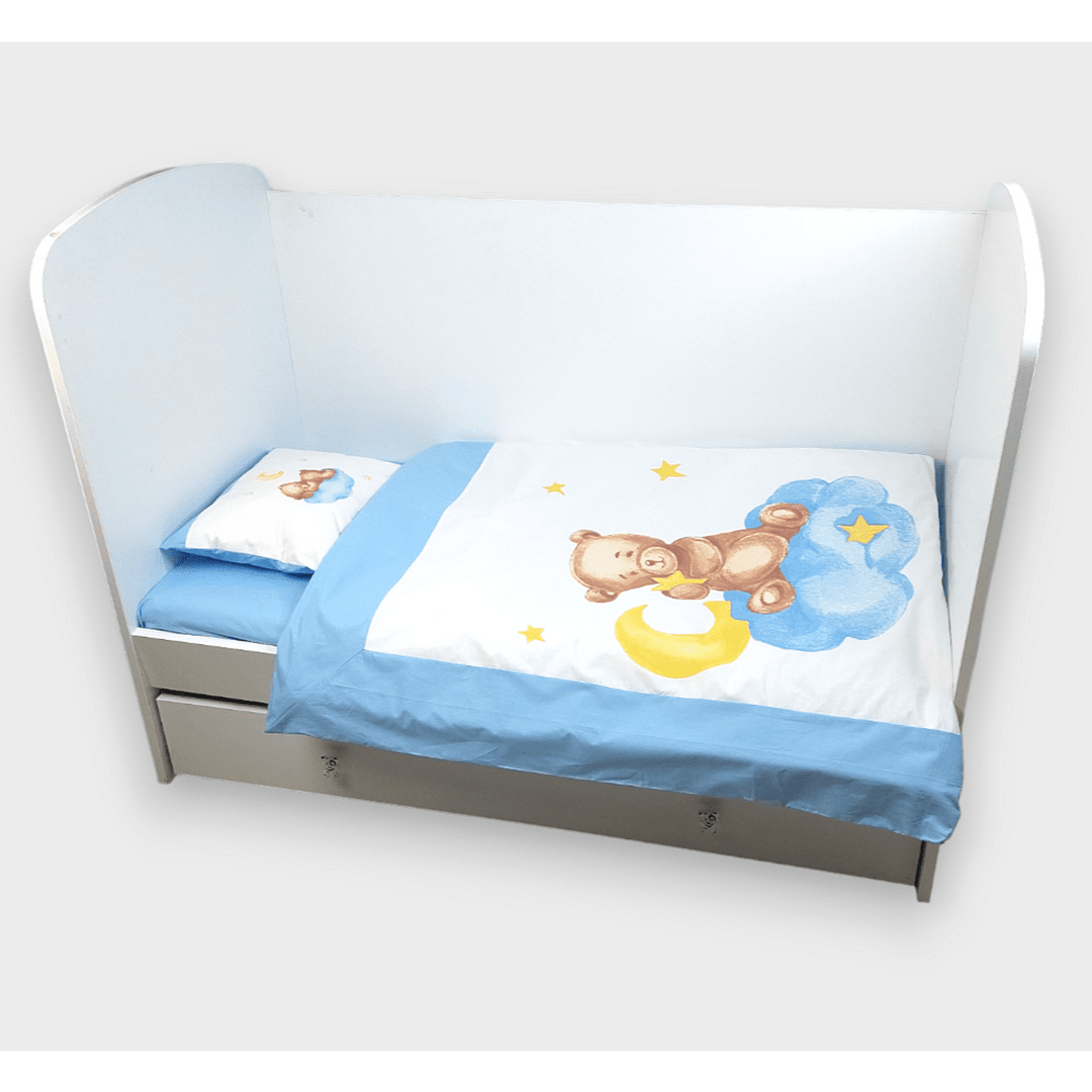 Set de lenjerie pentru pătuț Rainy, 5 piese, Baby Bear, mărime universală, albastru