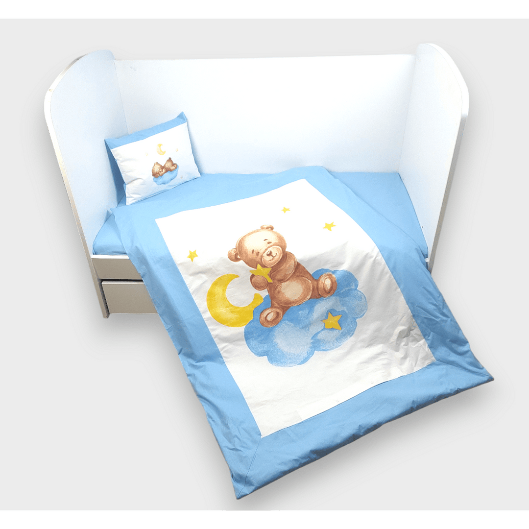 Set de lenjerie pentru pătuț Rainy, 5 piese, Baby Bear, mărime universală, albastru