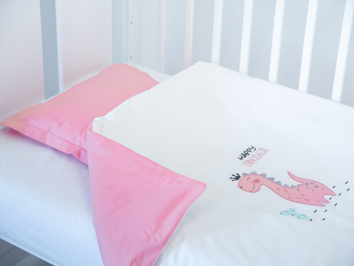 Set de lenjerie pentru pătuț Rainy, 6 piese, cu protecție laterală pentru pătuț de 70x140 cm, cu dinozaur