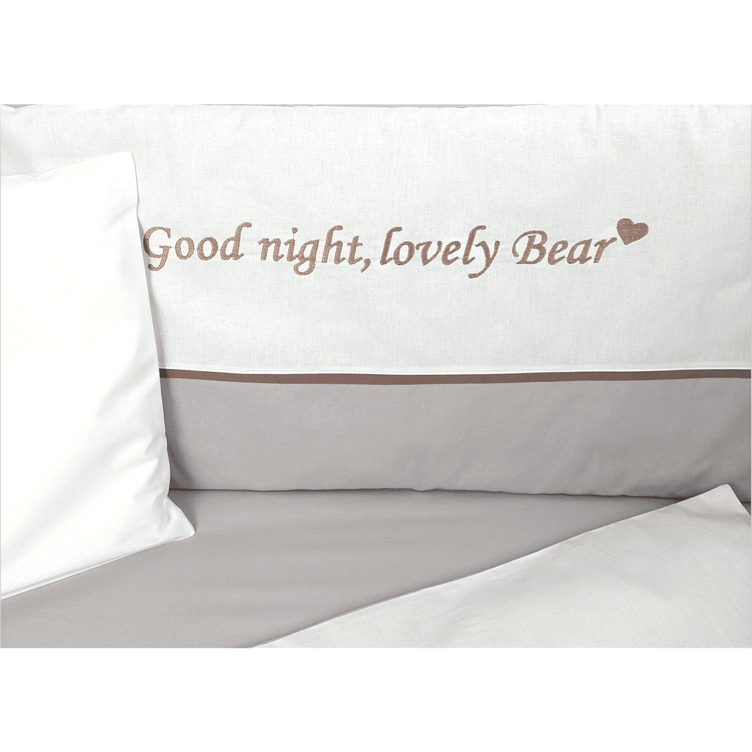 Set de lenjerie pentru pătuț Rainy, 6 piese, cu protecție laterală pentru pătuț de 70x140 cm, Love Bear