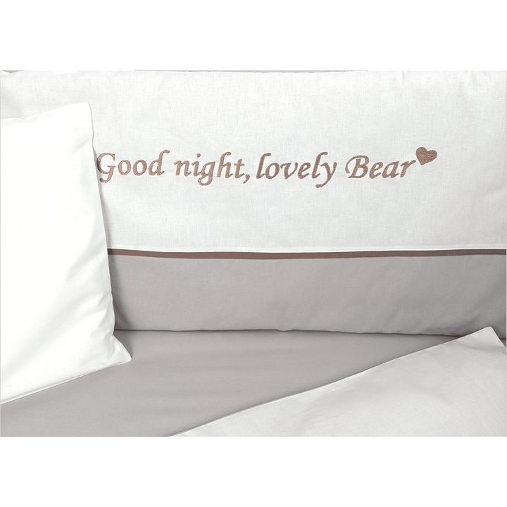 Set de lenjerie pentru pătuț Rainy, 6 piese, cu protecție laterală pentru pătuț de 70x140 cm, Love Bear