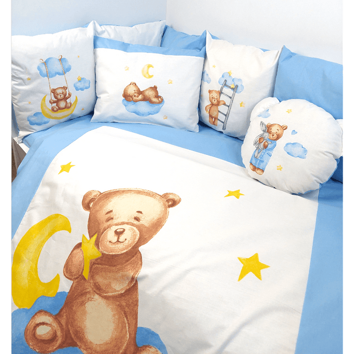 Set de lenjerie pentru pătuț Rainy, 7 piese, Baby Bear, mărime universală, albastru