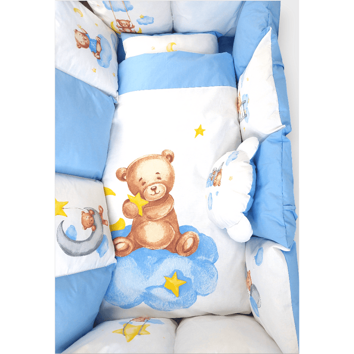 Set de lenjerie pentru pătuț Rainy, 7 piese, Baby Bear, mărime universală, albastru