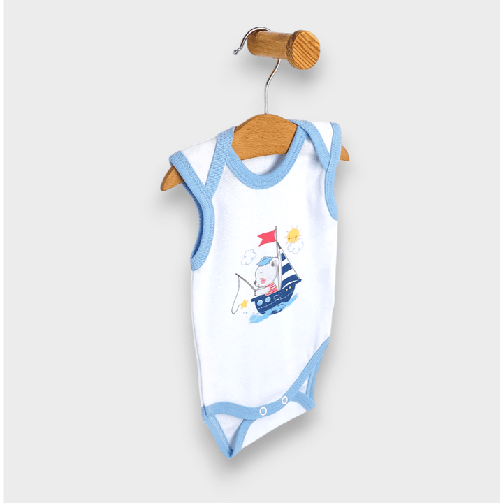 Rainy Body maieu pentru bebeluși Ursuleț cu undiță 56 - 80cm. alb/ocean