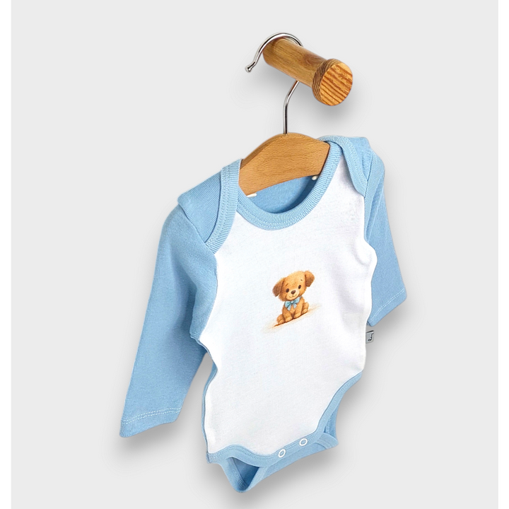 Rainy Body bebe cu mânecă lungă 48-80cm. Cățeluș cu fundiță