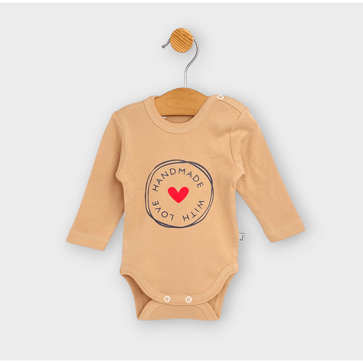 Rainy Body bebe cu mânecă lungă 48-86cm. Handmade with love moca