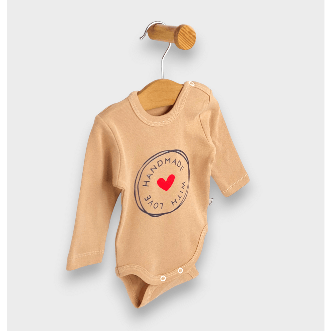 Rainy Body bebe cu mânecă lungă 48-86cm. Handmade with love moca