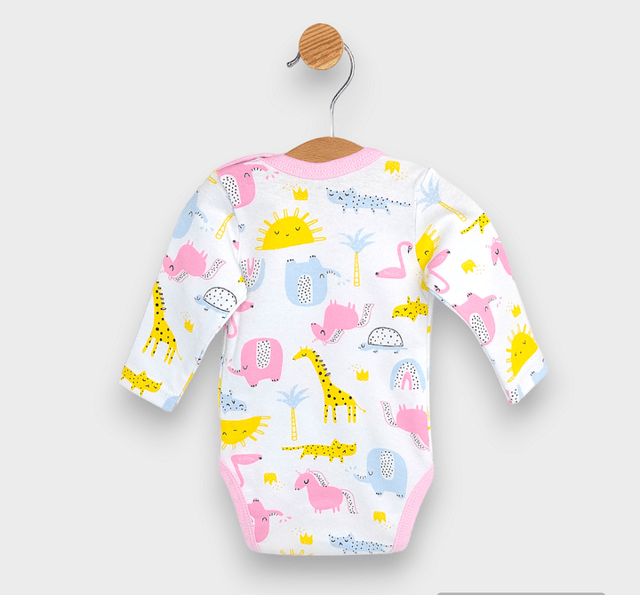 Rainy Body pentru bebeluși cu mâneci lungi 56-62 cm. Animale roz