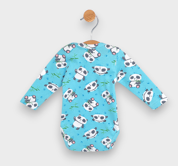 Rainy Body pentru bebeluși cu mânecă lungă 56-62cm. Ursuleț panda cu bambus