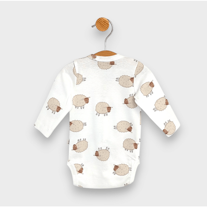 Rainy Body bebeluși cu mânecă lungă și închidere frontală 48 - 62 cm. Beige sheep