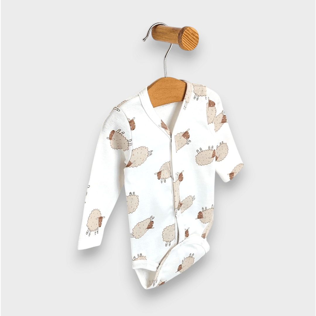 Rainy Body bebeluși cu mânecă lungă și închidere frontală 48 - 62 cm. Beige sheep