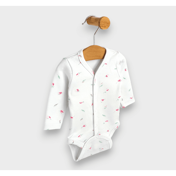 Body pentru bebeluși Rainy cu mâneci lungi și închidere în față, 48–68 cm. Trandafiri