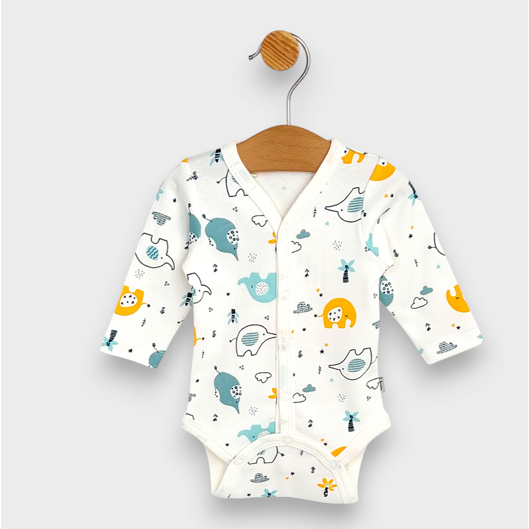 Rainy Body bebeluși cu mânecă lungă și închidere frontală 48 - 74 cm. Elefănței colorați