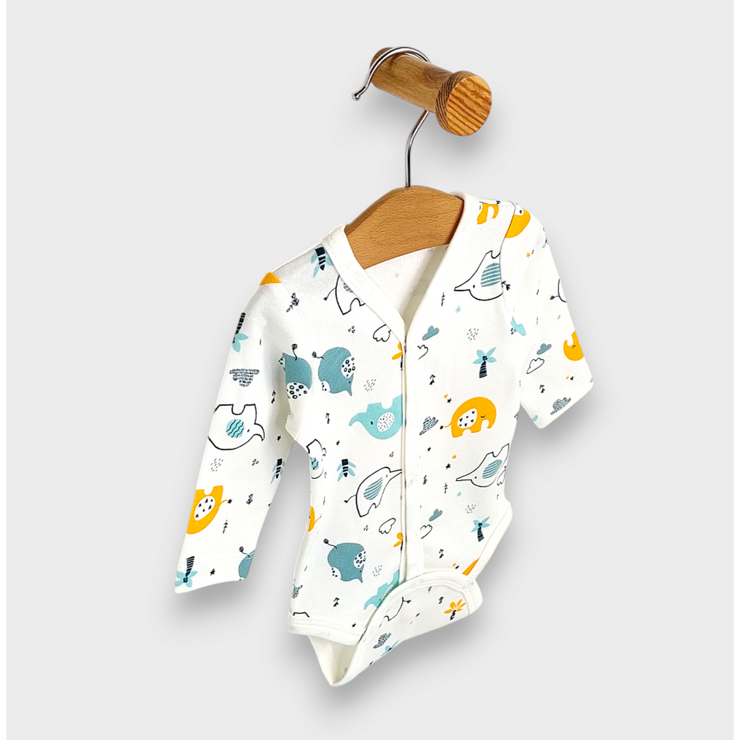 Rainy Body bebeluși cu mânecă lungă și închidere frontală 48 - 74 cm. Elefănței colorați