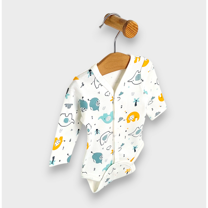 Rainy Body bebeluși cu mânecă lungă și închidere frontală 48 - 74 cm. Elefănței colorați