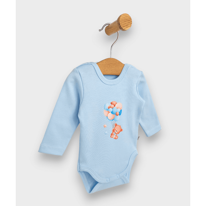 Rainy Body bebeluși cu mânecă lungă Ursuleț cu baloane albastru 48 - 62cm.