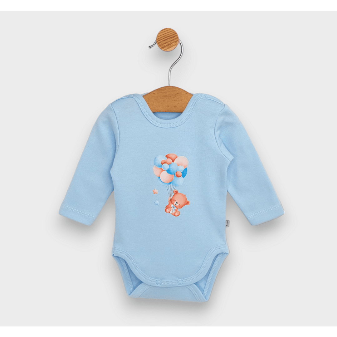 Rainy Body bebeluși cu mânecă lungă Ursuleț cu baloane albastru 48 - 62cm.