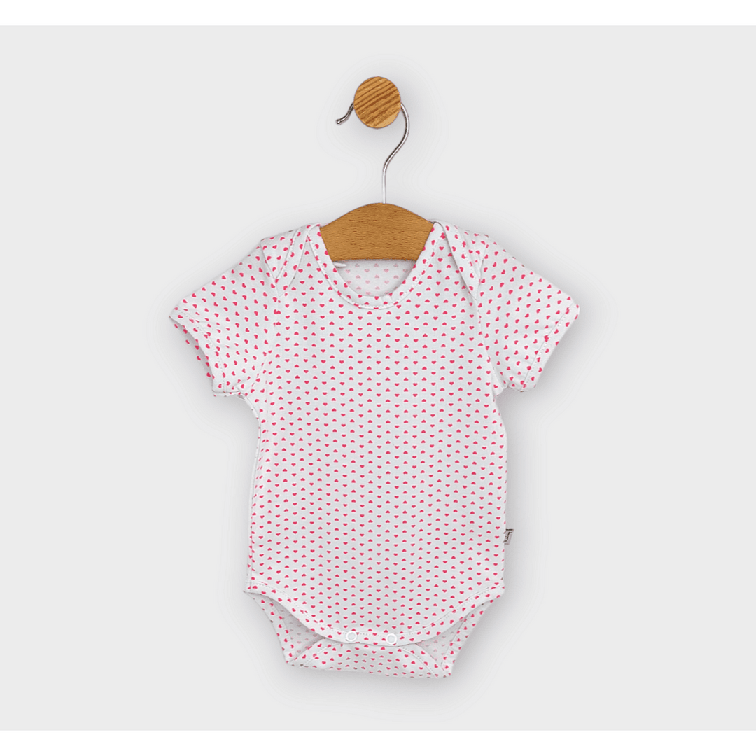 Rainy Body bebeluș cu mânecă scurtă 56 - 80 cm. Inimioare mici