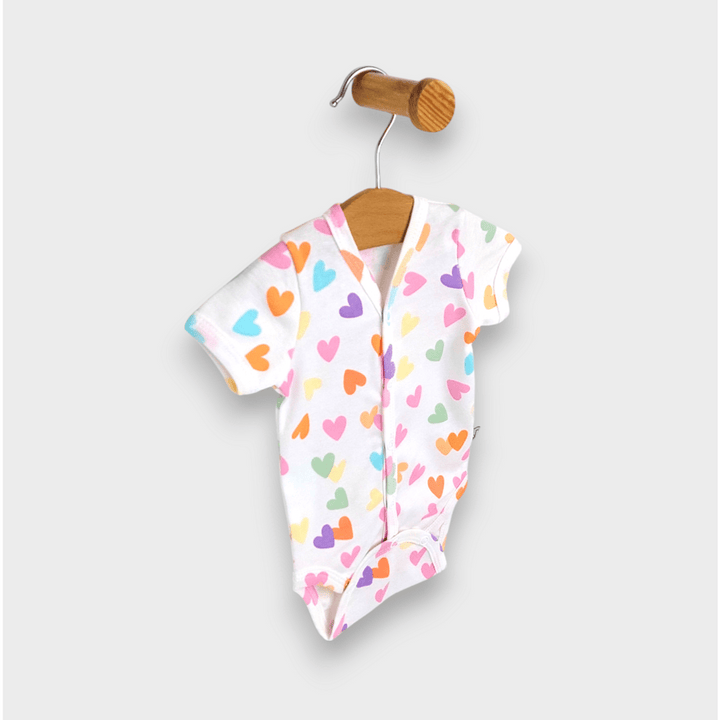 Rainy Body bebe cu mânecă scurtă și închidere frontală 48 - 62 cm. Beige sheep