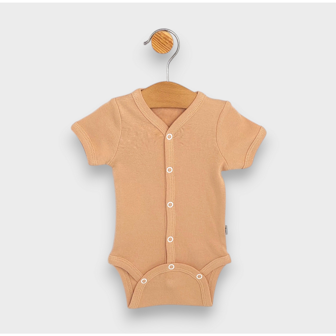 Rainy Body bebe cu mânecă scurtă și închidere frontală 48 - 86 cm. moka
