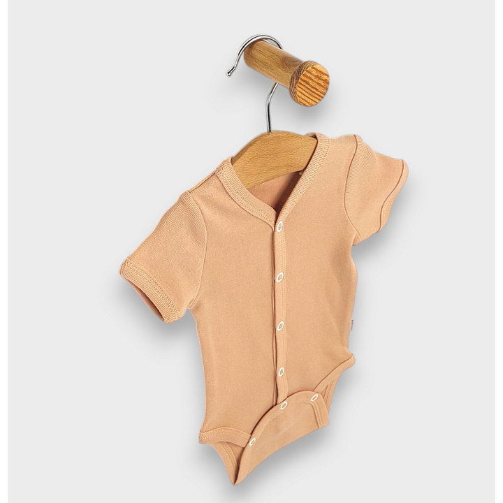 Rainy Body bebe cu mânecă scurtă și închidere frontală 48 - 86 cm. moka