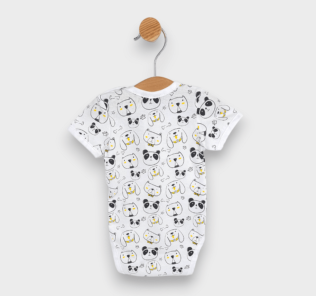 Body pentru bebeluși Rainy cu mâneci scurte, cu câini, 56–68 cm.