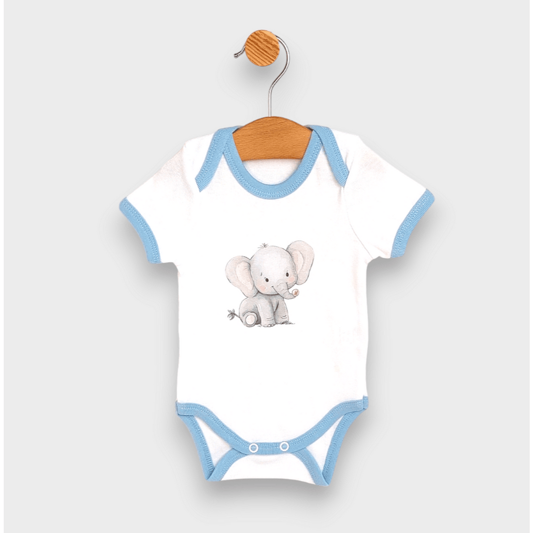 Rainy Body bebeluș cu mânecă scurtă Elefanți albastru 48 - 62cm.